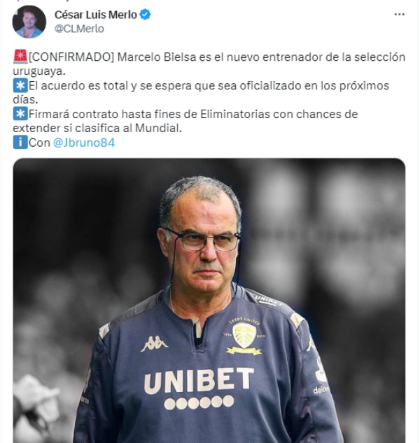 Marcelo Bielsa posible entrenador de Uruguay: rumores, contrato y